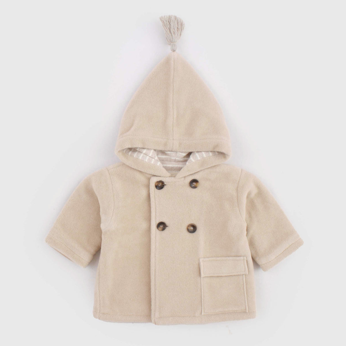 Cappottino Doppiopetto Beige in Panno per Neonati ZHOE AND TOBIAH