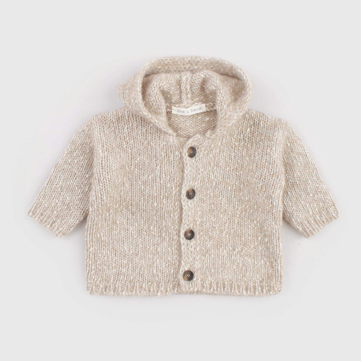 Beige Cardigan with Hood and Tassel for Newborn ZHOE AND TOBIAH