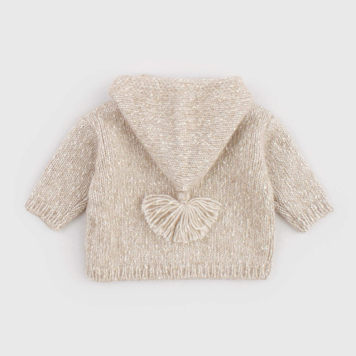 Beige Cardigan with Hood and Tassel for Newborn ZHOE AND TOBIAH