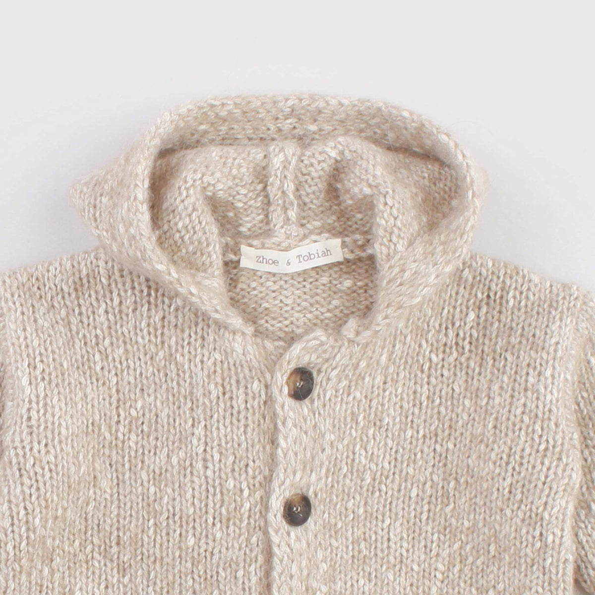Beige Cardigan with Hood and Tassel for Newborn ZHOE AND TOBIAH
