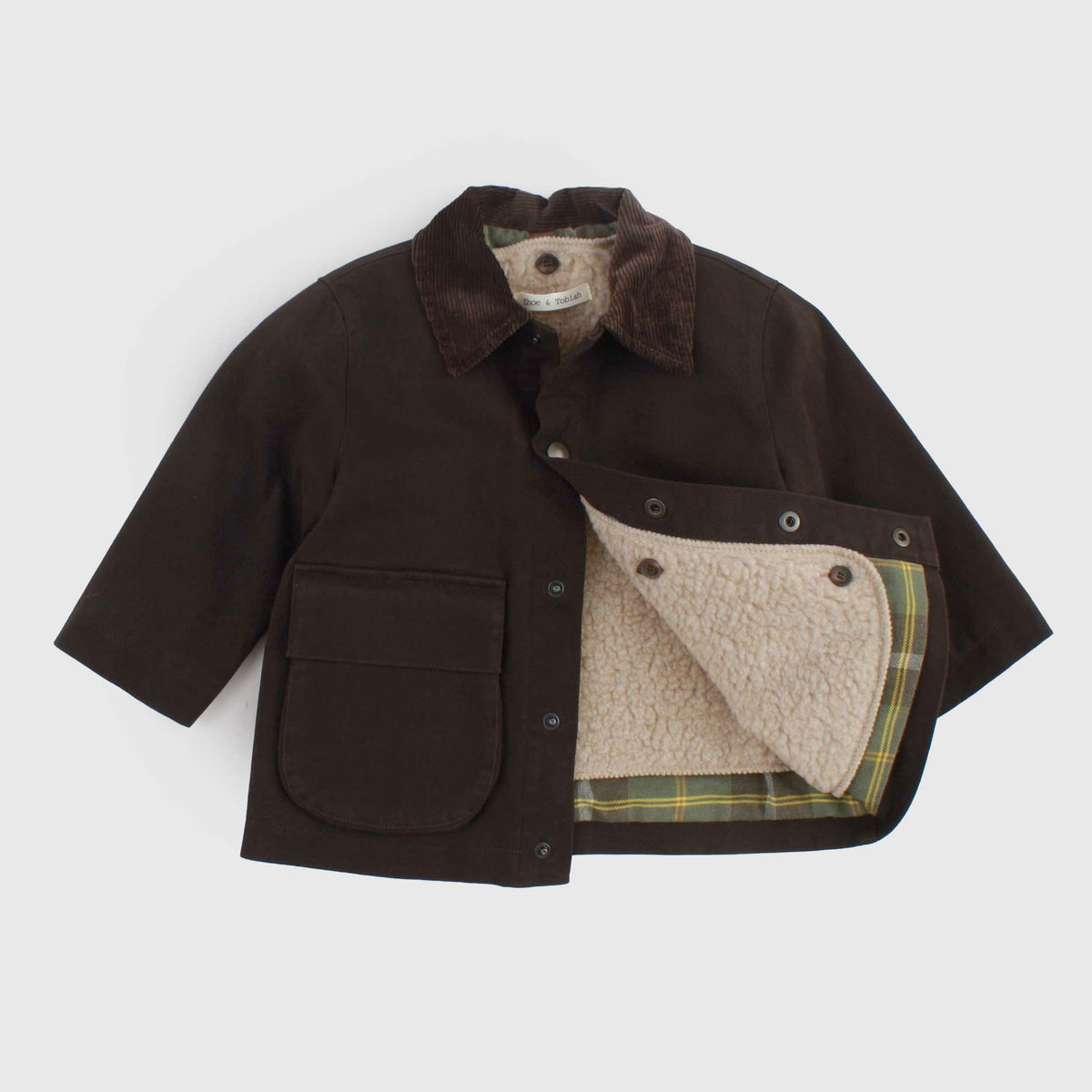 ZHOE AND TOBIAH Brown Velvet Collar Jacket for Baby