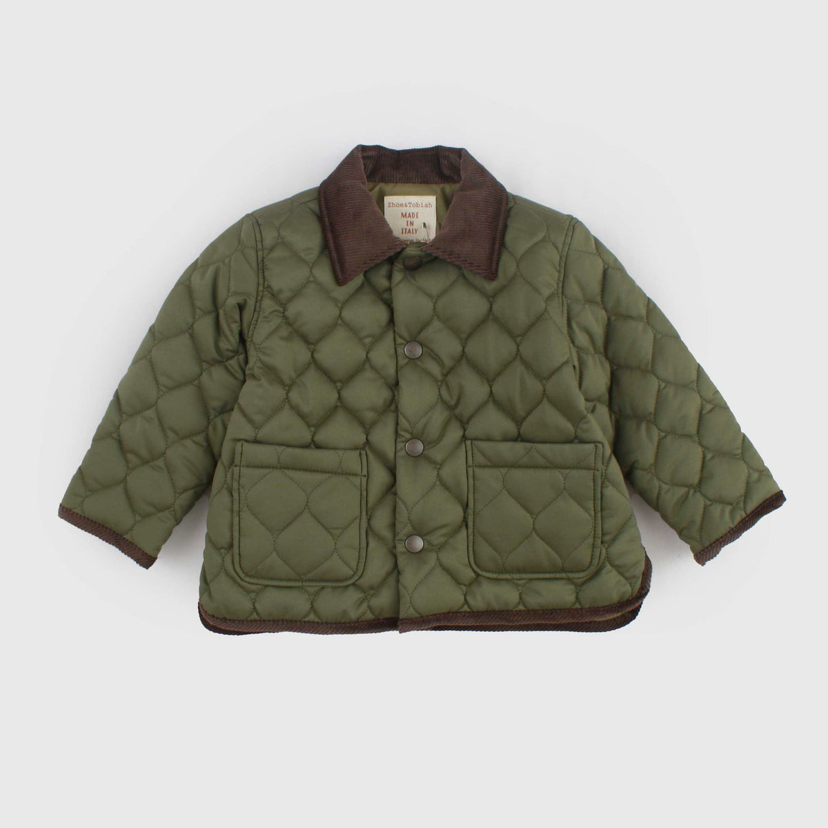 ZHOE AND TOBIAH Green Quilted Velvet Collar Jacket