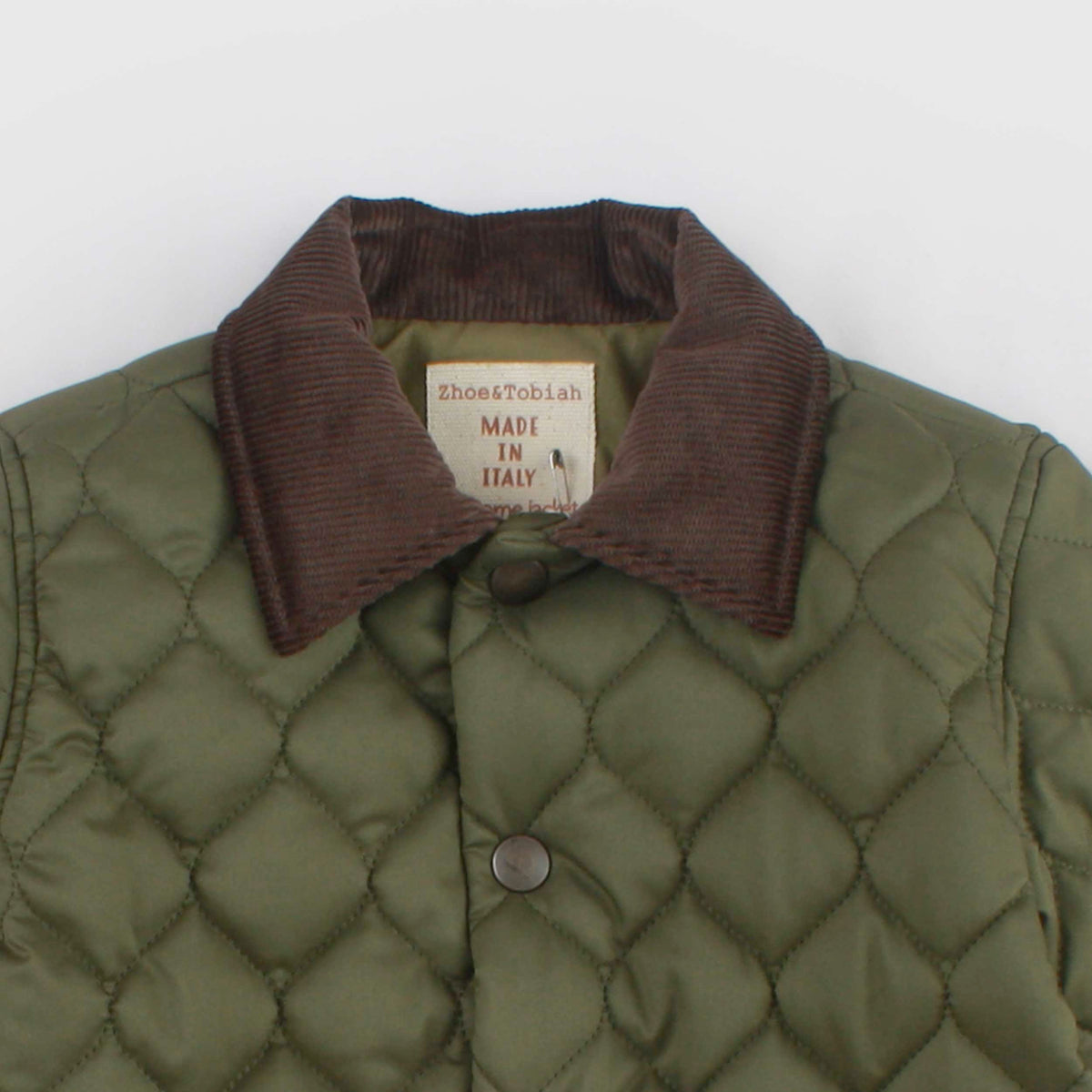 ZHOE AND TOBIAH Green Quilted Velvet Collar Jacket